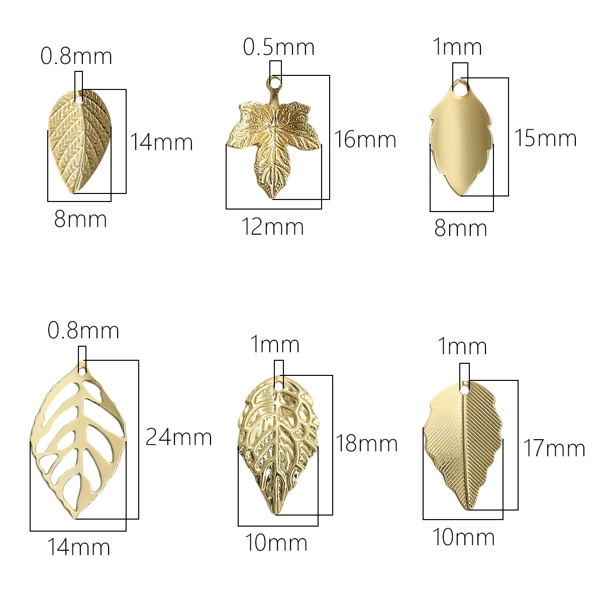 2pcs 14K Gold Plated Brass Plant Leaves Charm Pendants Charms for Earrning Bracelet Necklace DIY Jewelry Making Craft