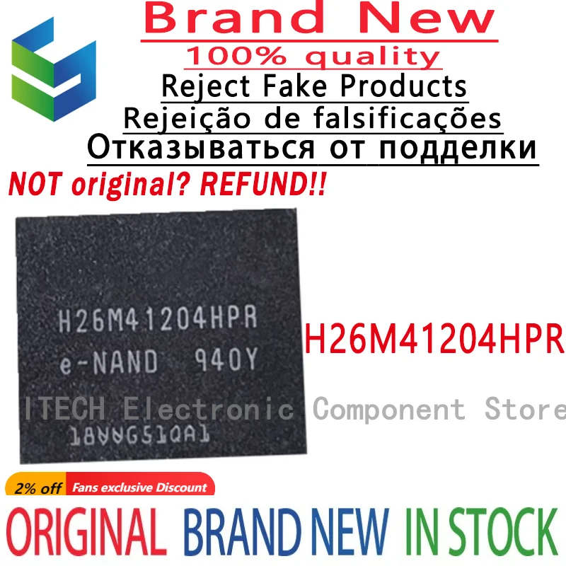 5pcs/lot Original H26M41204 H26M41204HPR BGA153 Font Library EMMC Memory Chip New and Genuine