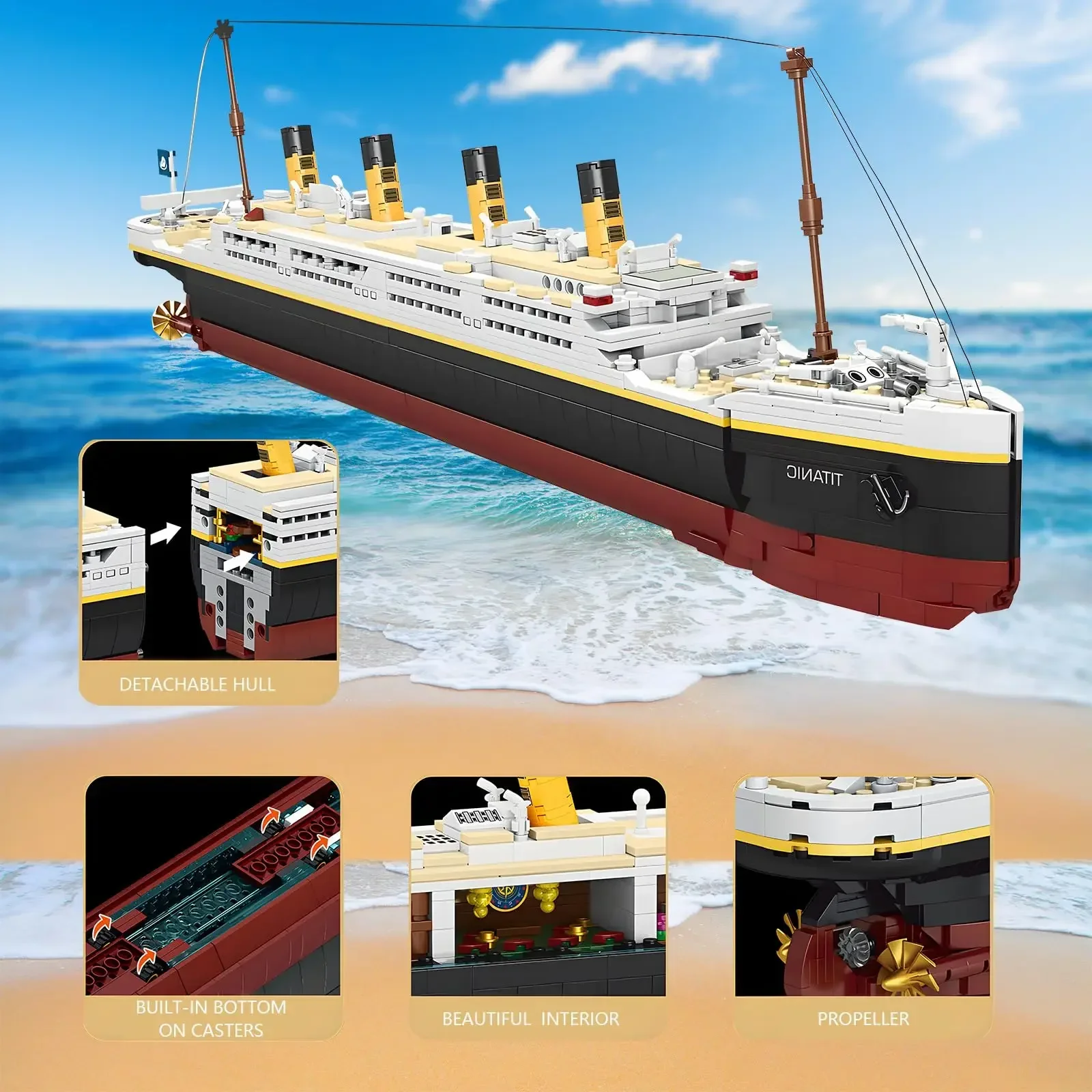 MOC Titanic Cruise Boat Sunshine importer décennie ks Sets,City Model, DIY Toy Toys for Children, Creative, 2 en 1, 2022Pcs