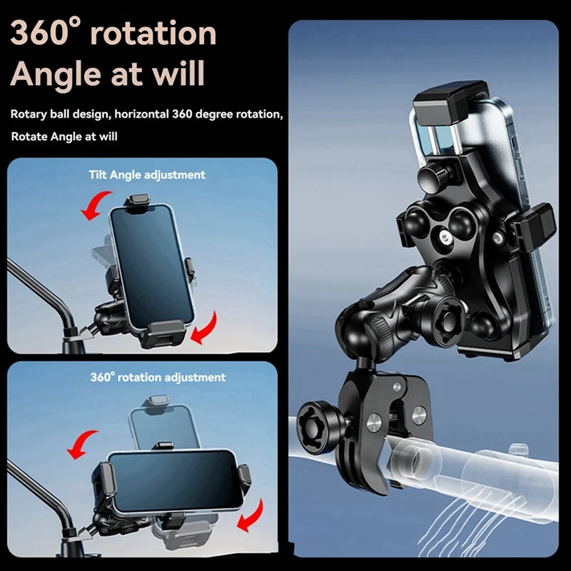 Kewig Motorcycle Phone Mount With Anti-Theft Lock, Fits 4.7-7.2Inch Phones, Vibration Dampening