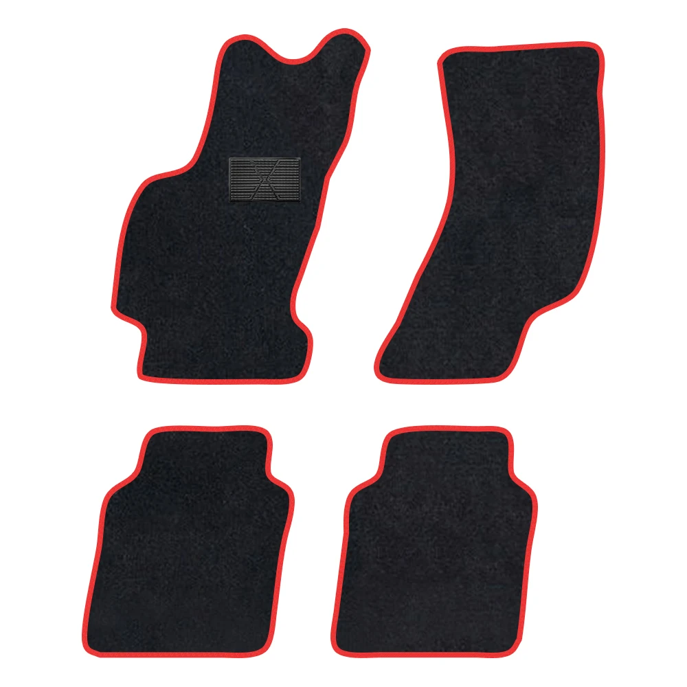 

Автомобильный коврик для Audi A8 2019-настоящий D5/4N 4-местный полиэстер, замша, противоскользящая черная подложка, красная отделка, край