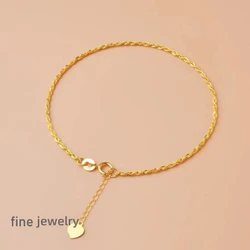 Authentic Real 18K Gold AU750 Twisted Bracelet Exquisite Delicate Gift Classic Present For Women Adjustable Fine Jewelry