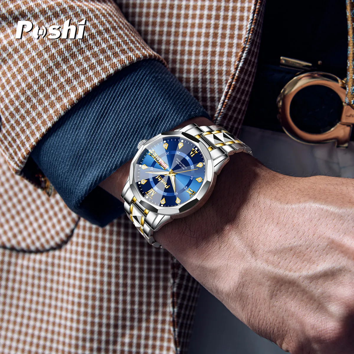 POSHI Fashion Luxury Quartz Watch for Man Business Casual Style Men\'s Wristwatch Automatic Date Original Brand with Box