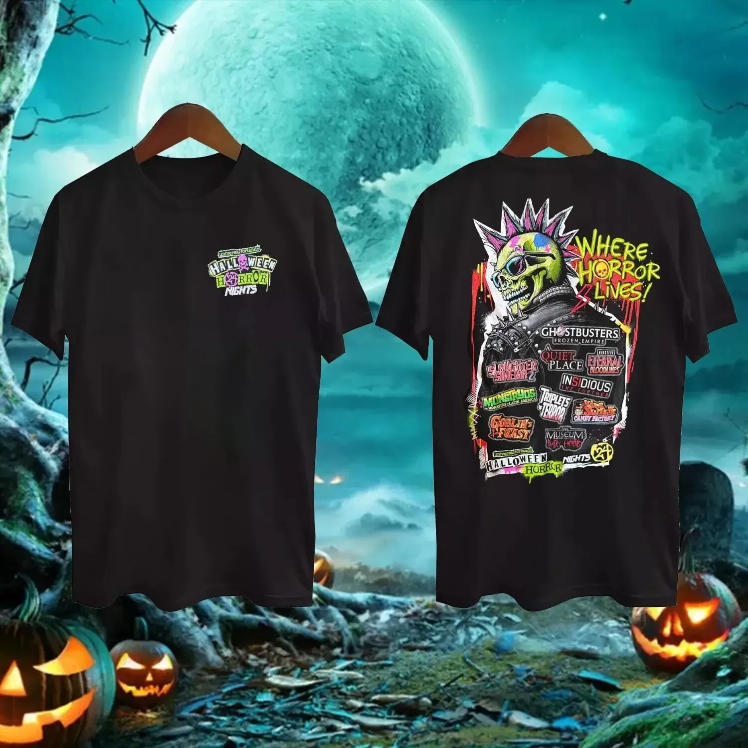 

Halloween Horror Nights 2024 House Lineup Universal Studios T-Shirt Gift S-5XL