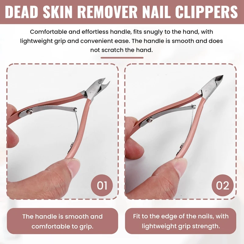 เล็บ Cuticle Pusher Tweezer CUTTER Nipper Clipper Dead Skin Remover เล็บ Art Grooming เครื่องมือความงามเล็บคีมสีชมพู