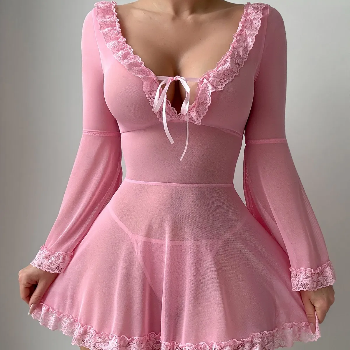 

Women Sexy Erotic Set Thin Mesh See Through Lingerie Dress Set Underwear Perspective Pornos Suit Sexy Costumes