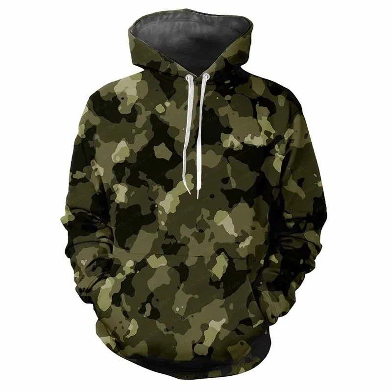 

2025 Classic Spring and Autumn 3D Printed Jungle Camouflage Hoodie Street Sports Shirt Loose Casual Outdoor Sports Top