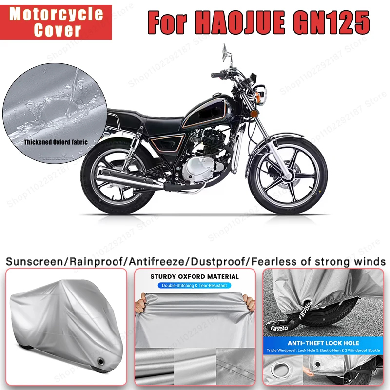 

For HAOJUE GN125 No Ear Motorcycle Cover - Outdoor Full Body Protection, Waterproof Dustproof Heat-Resistant Moto Accessories