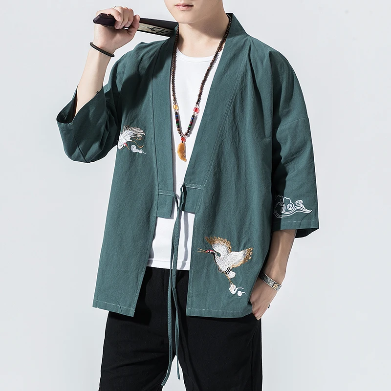 2024 Zomer Mannen Vest Japanse Kimono Mannen Samurai Kostuum Kleding Kimono Jas Heren Kimono Shirt Yukata Haori Casual Jas