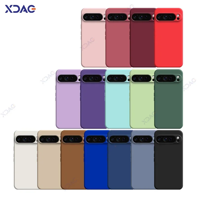 Original Cute Phone Cases for Google Pixel 9 Pro XL 5G Full Soft Luxury Square Liquid Silicone Back Cover Google9Pro Pixel9ProXL