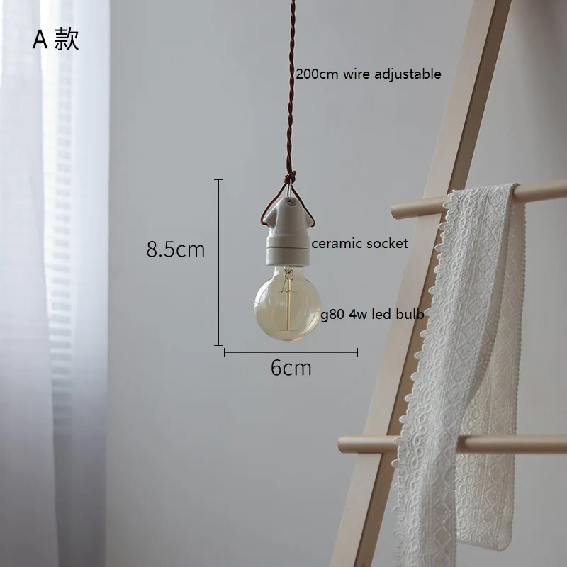 IWHD Single Head Ceramic LED Pendant Lamp Beside Industrial Loft Vintage Style Hanging Light Japanese Hanglamp Lamparas Edison