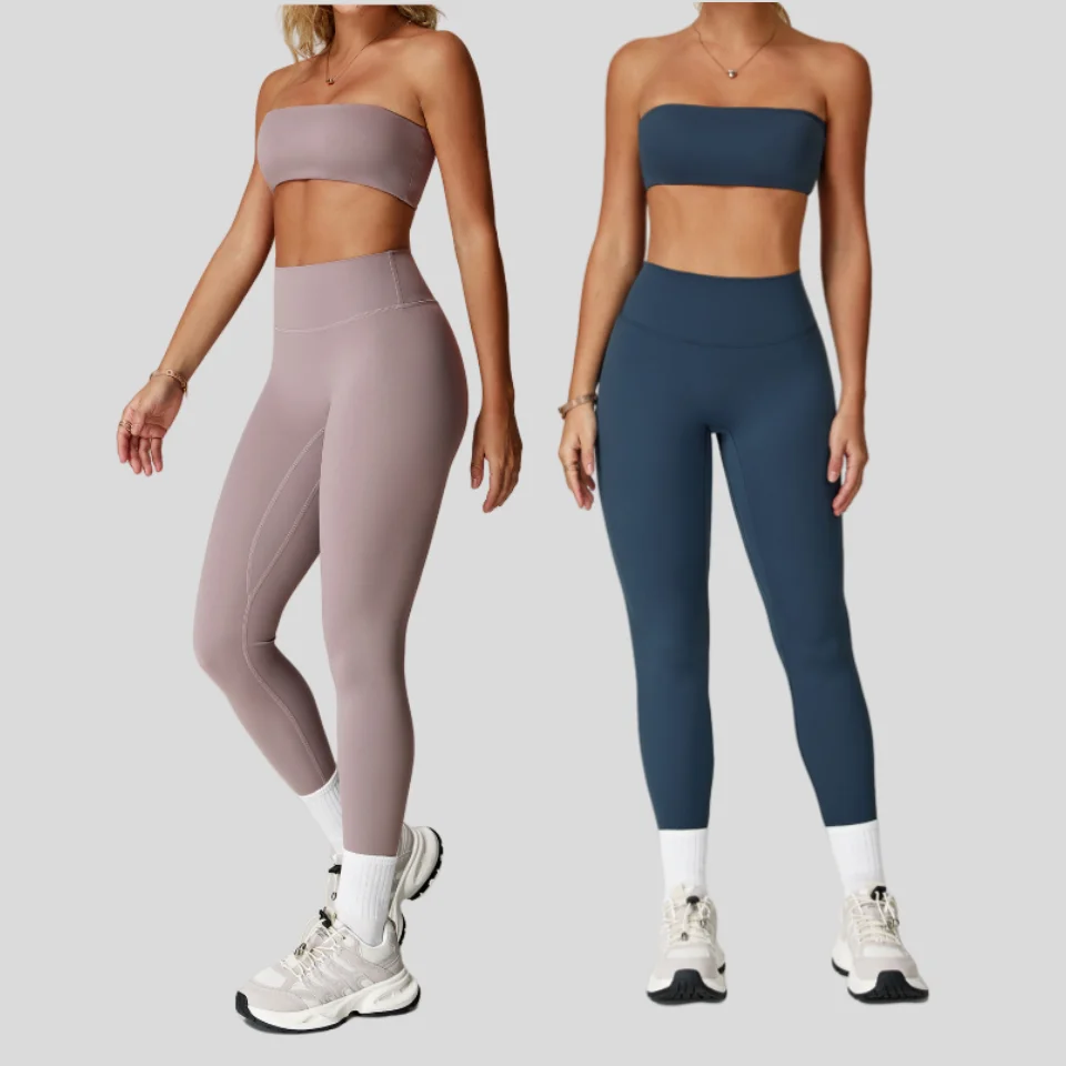 

Seamless Yoga Set Sports Fitness Peach Hip High Waist Skinny Quick-drying Running Workout Clothing Gym Strapless Suit for Women