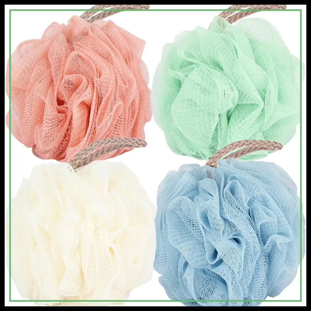 

60g Loofah Sponge 4 Colors Mesh Balls for Body Scrubber Exfoliator Wash Back Scrubber - 4 Pack Bathing Accessories
