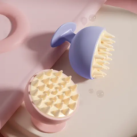 휴대용 실리콘 두피 마사지 빗, 원형 브러시 헤드 바디 마사지 기구, 자오선 마사지 볼, 헤어 워시 브러시