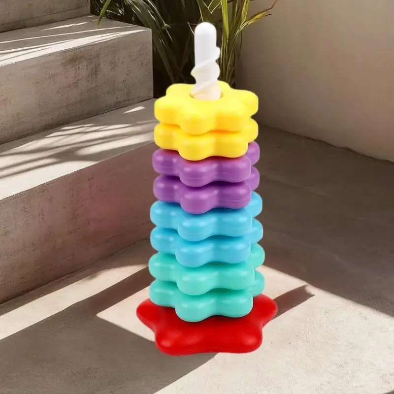 لعبة برج الطفل مونتيسوري؛ لغز قوس قزح للغزل والتراص؛ تطوير المهارات الحركية؛ هدية للأطفال #2