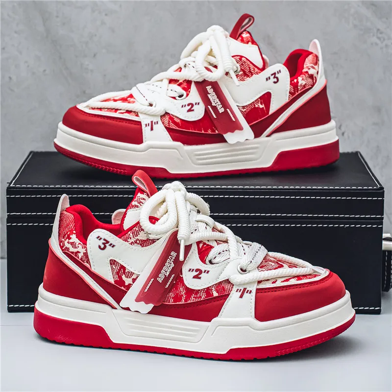 

Hot Fashion Red Men's Sneakers Low-Cut Platform Men's Skateboard Shoes Comfortable Original Brand Men's skate Shoes Unisex tênis