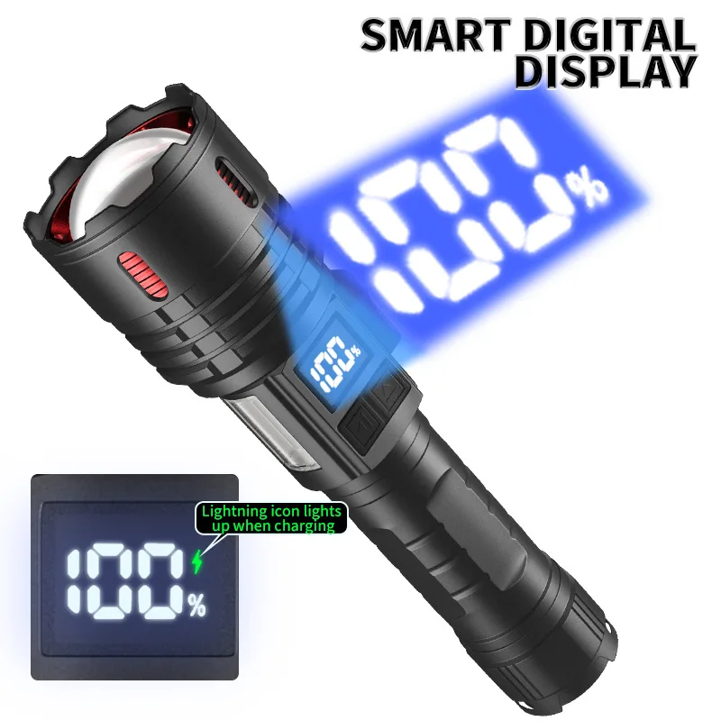 Super 10000000LM LED Flashlight Rechargeable High Power Lighting 4500m Ultra Powerful Magnetic Flashlight Tactical Torch