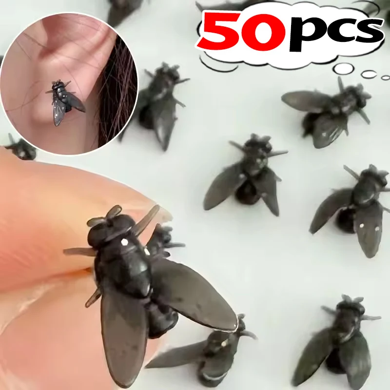 2/20Pcs Creative Flies Studs Earrings for Women Men Abstract Personalized Funny Mini Fly Earrings Insects Earrings Jewelry