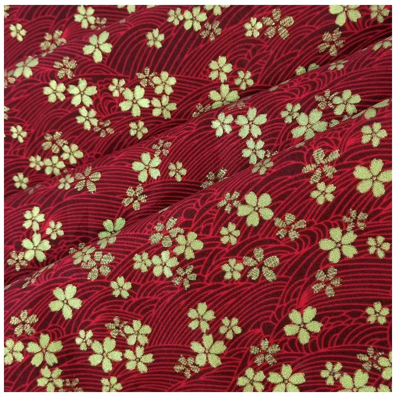 Printed Flower Japanese Fabric By Meter for Tablecloth Clothes Sewing Plain Cat Pattern Pure Cotton Bronzing Textile Comfortable