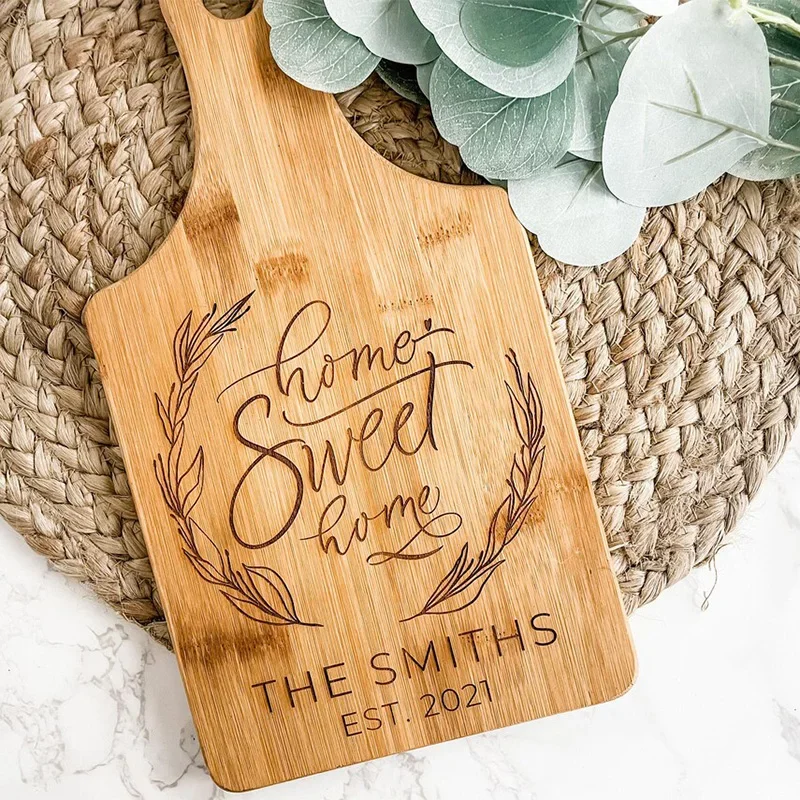 Personalized Custom Cutting Board New Home Birthday Housewarming Present Dinner Table Kitchen Decoration Hostess Wife Mom Gifts