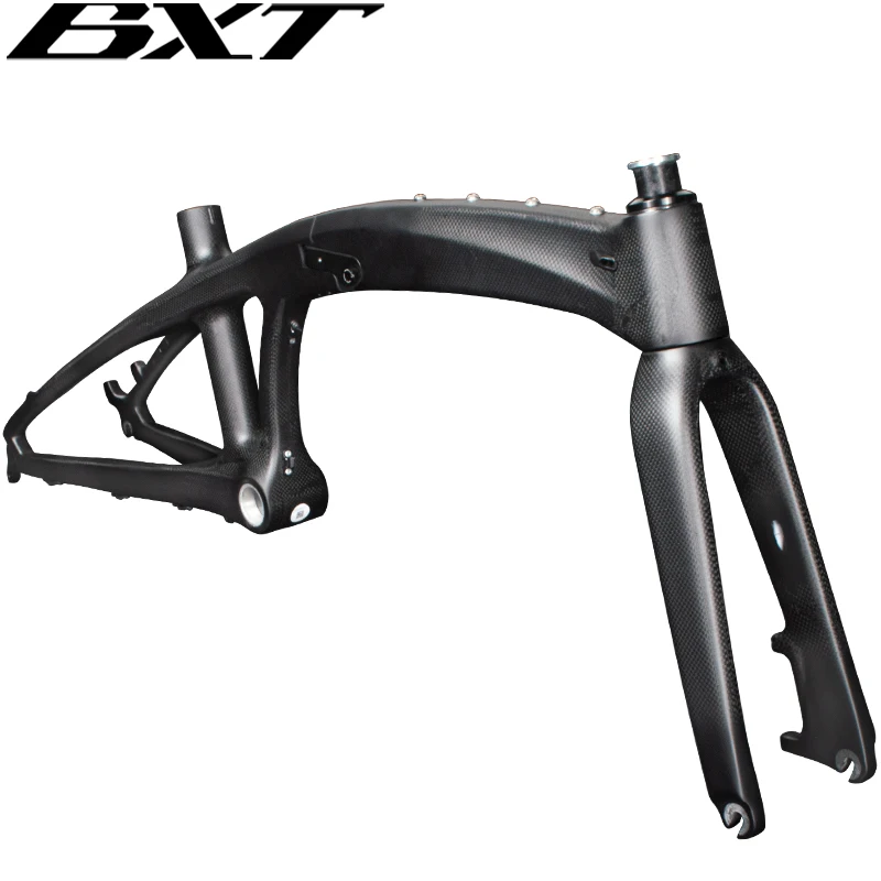 Carbon Folding Bike Frame Fork, Folding Bike Frame, 20er Disc Brake, Can Use MTB 406 or Road 451 Tires, Lightweight 20in