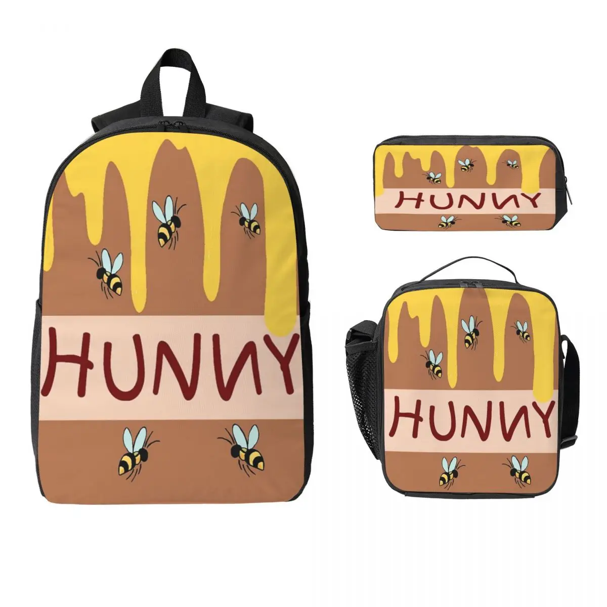 

The Hunny Pot Backpack Student Boys Girls BookBag School Bag Computer Shoulder Bags 3ps Insulated Lunch Bag Pencil Case