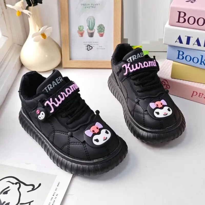 

Sanrio Kuromi кроссовки для девочек, детские кроссовки на толстой подошве в студенческом стиле, осенне-зимняя студенческая модная новая повседневная обувь с героями мультфильмов Kawaii
