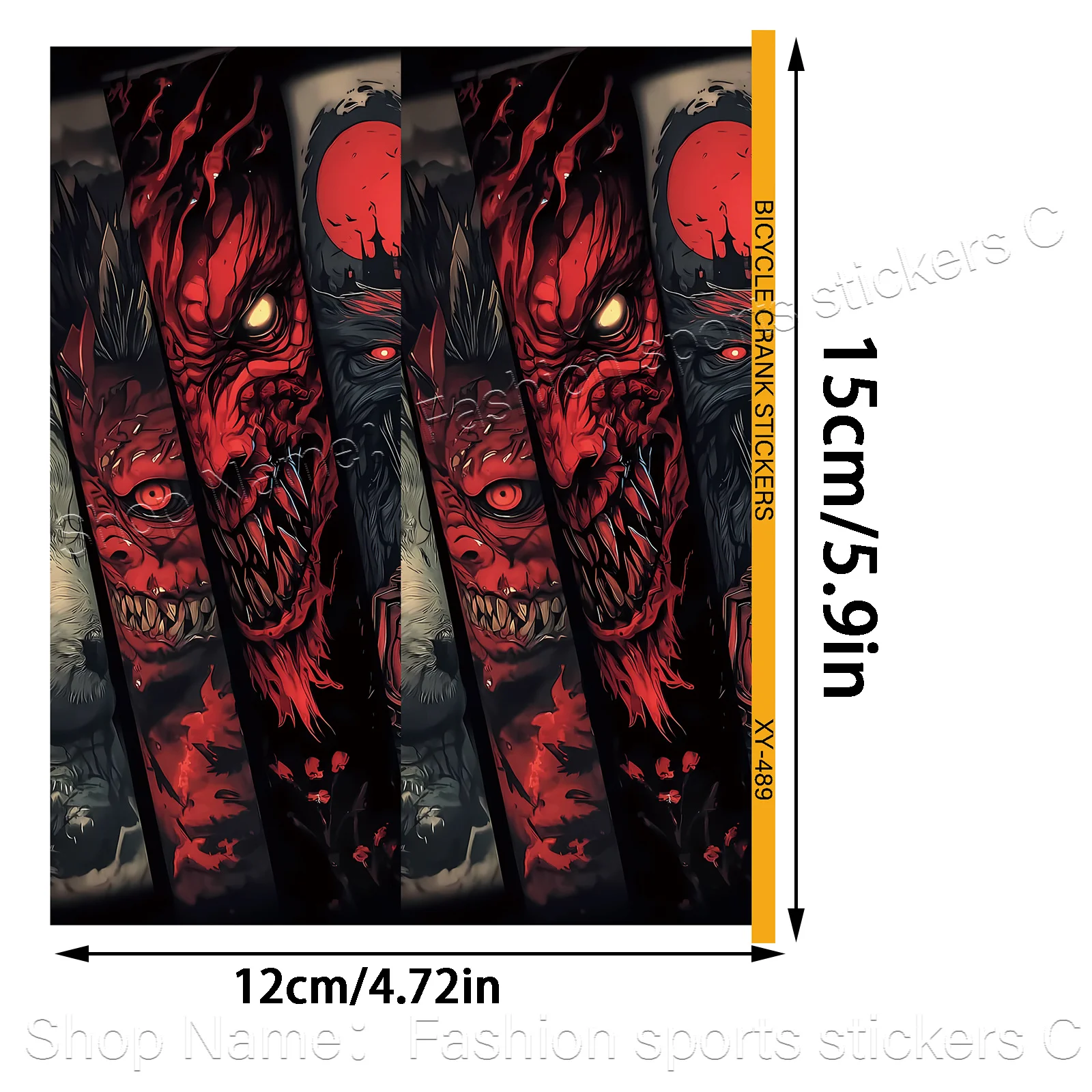 1Set 2Pcs Red Oni Bike Down Tube Stickers, Waterproof Scratch-Resistant Vinyl Decals for MTB Frame Decor, Holiday Gift