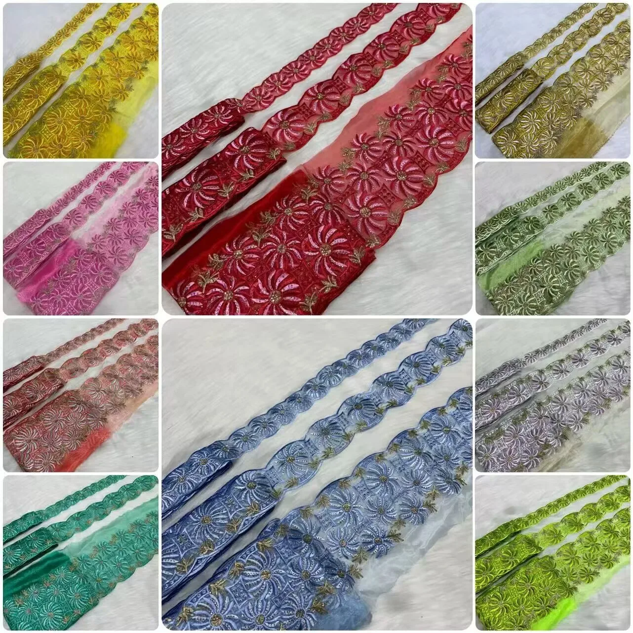 Newest High Quality Lace Trims With Stones Embroidery DIY Clothing Decoration Sewing Accessories For Luxury Lady Wedding Dress