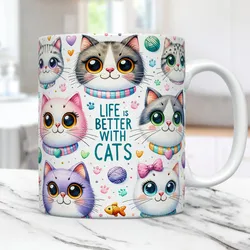 life is better with cats mug 11oz white ceramic home coffee mug christmas gift cup kitty lover gift