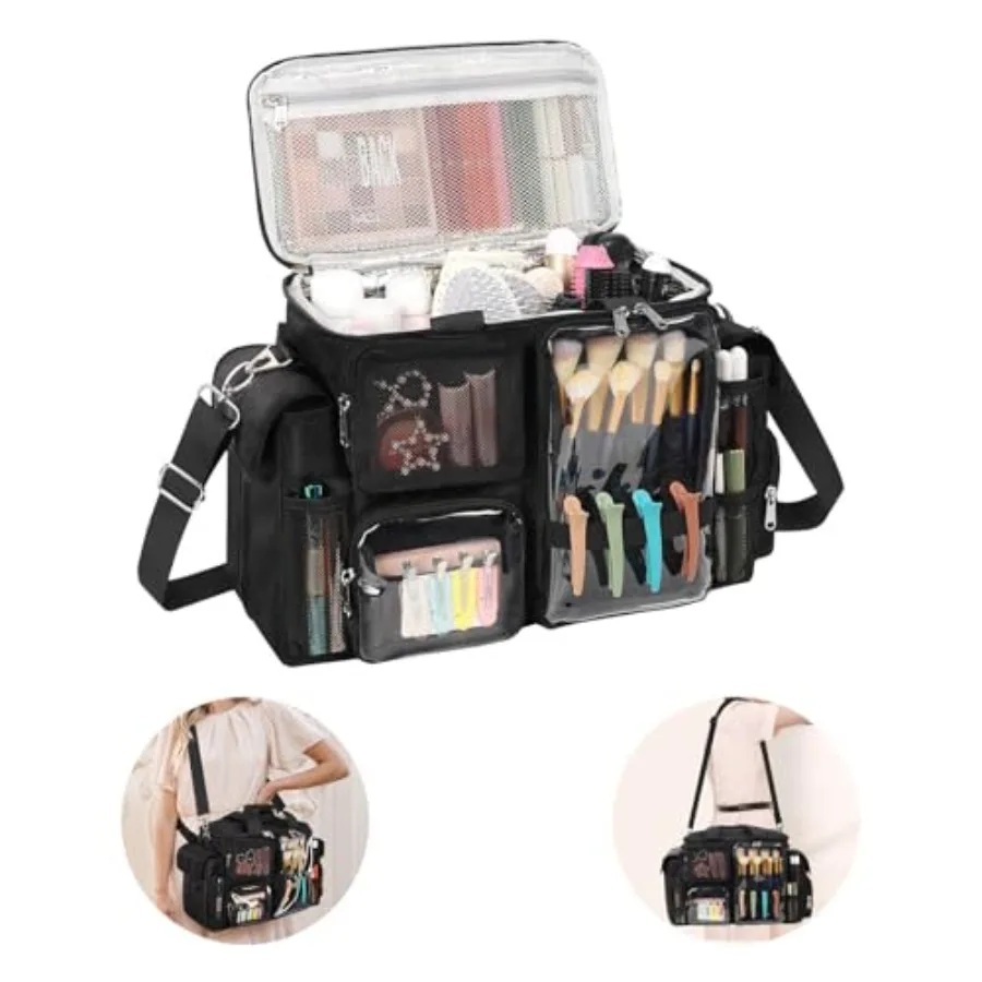 

Hairstylist Travel Bag, Hair Tool Organizer with Adjustable Dividers, Hair Tools Travel Bag with Multi Pockets, Professional Ha