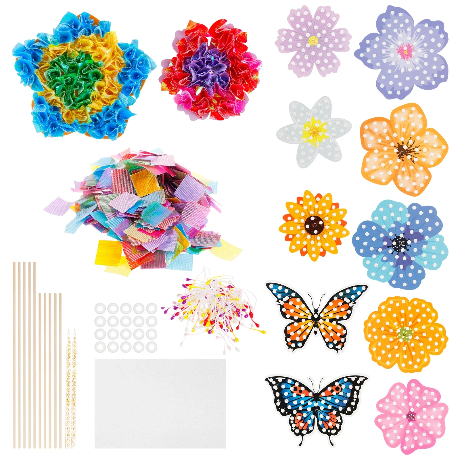 Kit de manualidades de flores de poke único, fácil de usar, ramo de poke de colores brillantes, juego de bricolaje para niñas y niños mayores de 3 años
