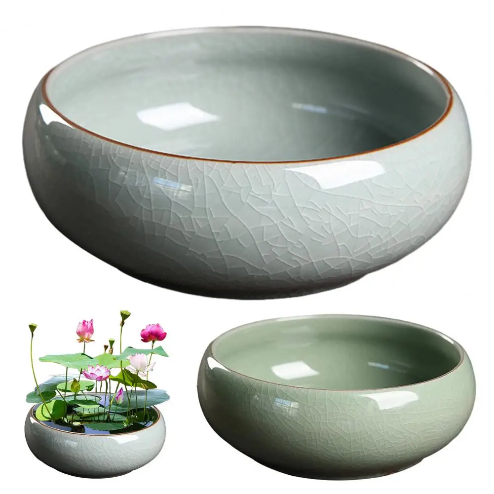 

Retro Ceramic Lotus Bowl Planter – Leak-Proof Hydroponic Pot for Succulents, Aquatic Plants, Goldfish & Home Decor