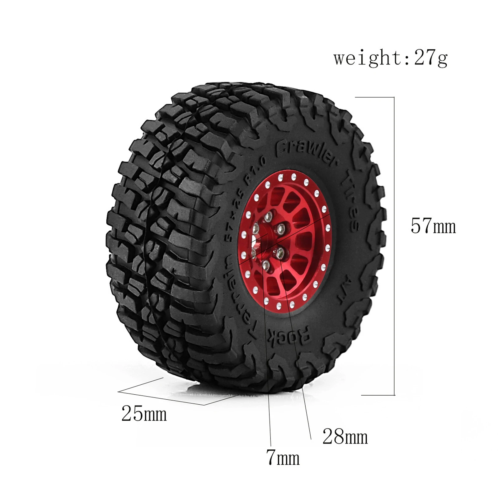 4pcs 1.0 inch Aluminum Beadlock Wheel & Tire Upgrade Set for 1/18 1/24 TRX4M Ascent-18 Axial SCX24 AX24 FMS FCX24 RC Crawler Car