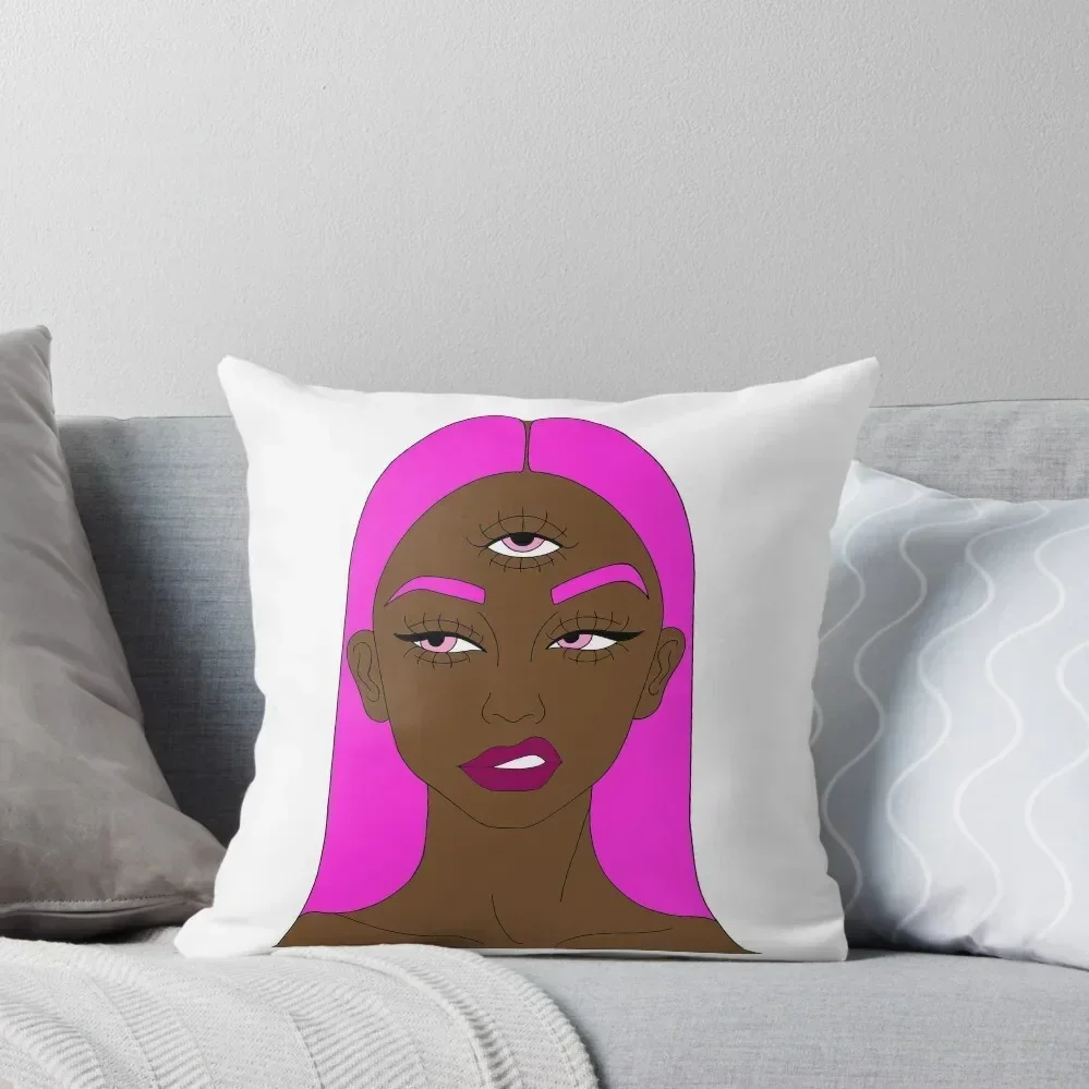 

Third Eye Girl (Pink) Throw Pillow Decorative Sofa Cushion Room decorating items Anime pillow