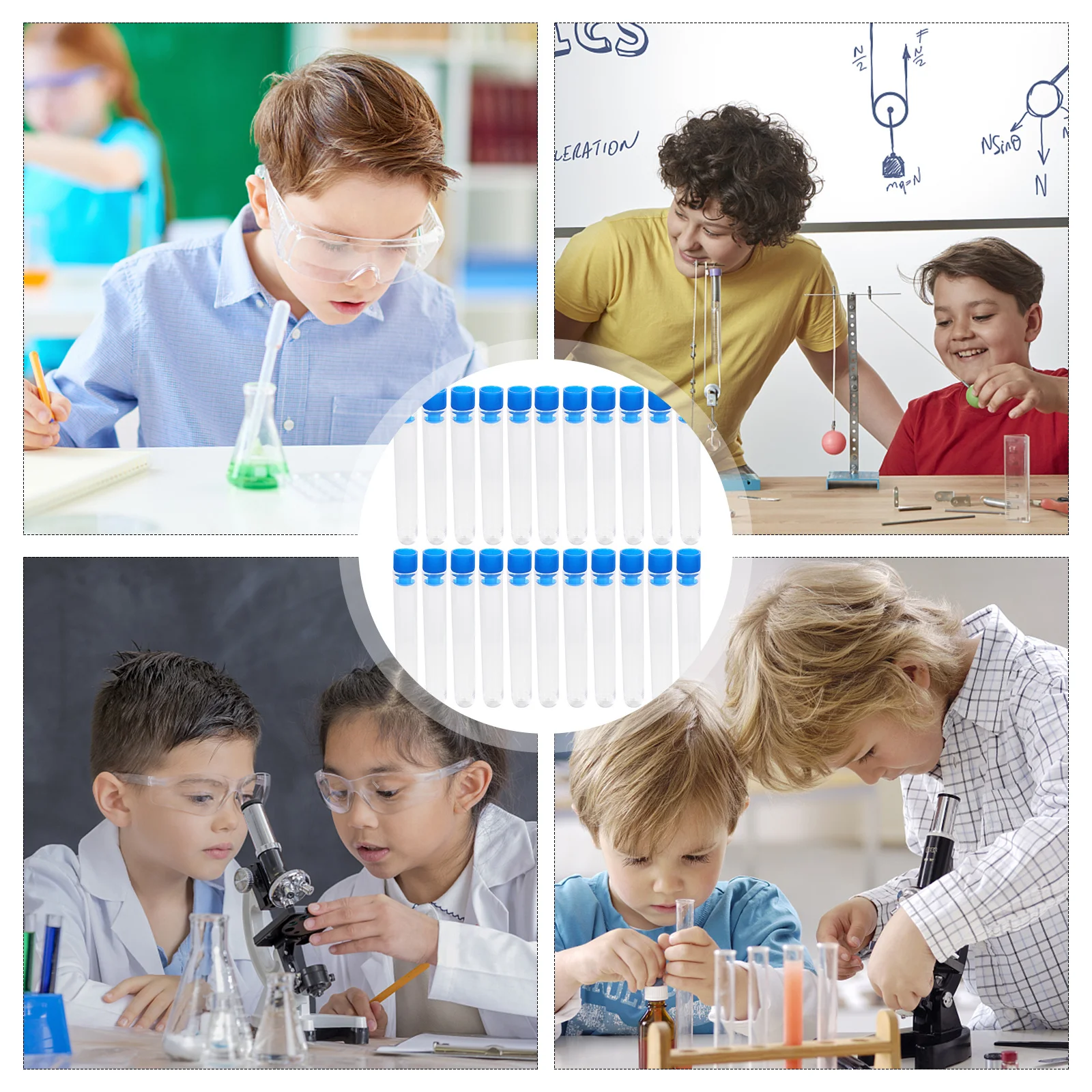 

50Pcs Smooth Wall Test Tubes Clear Plastic Vials for Lab Science Experiments Liquid Storage Propagation Containers