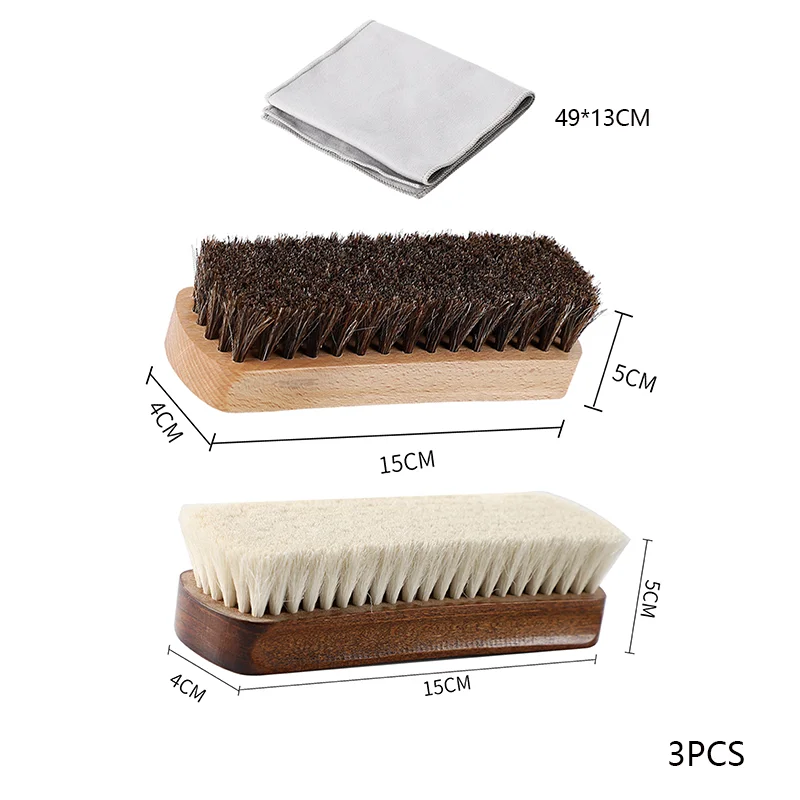 Microfiber shoe cloth Set of shoe shine polishing waxing shoe Wool Shoe brush Horse Hair dusting brush