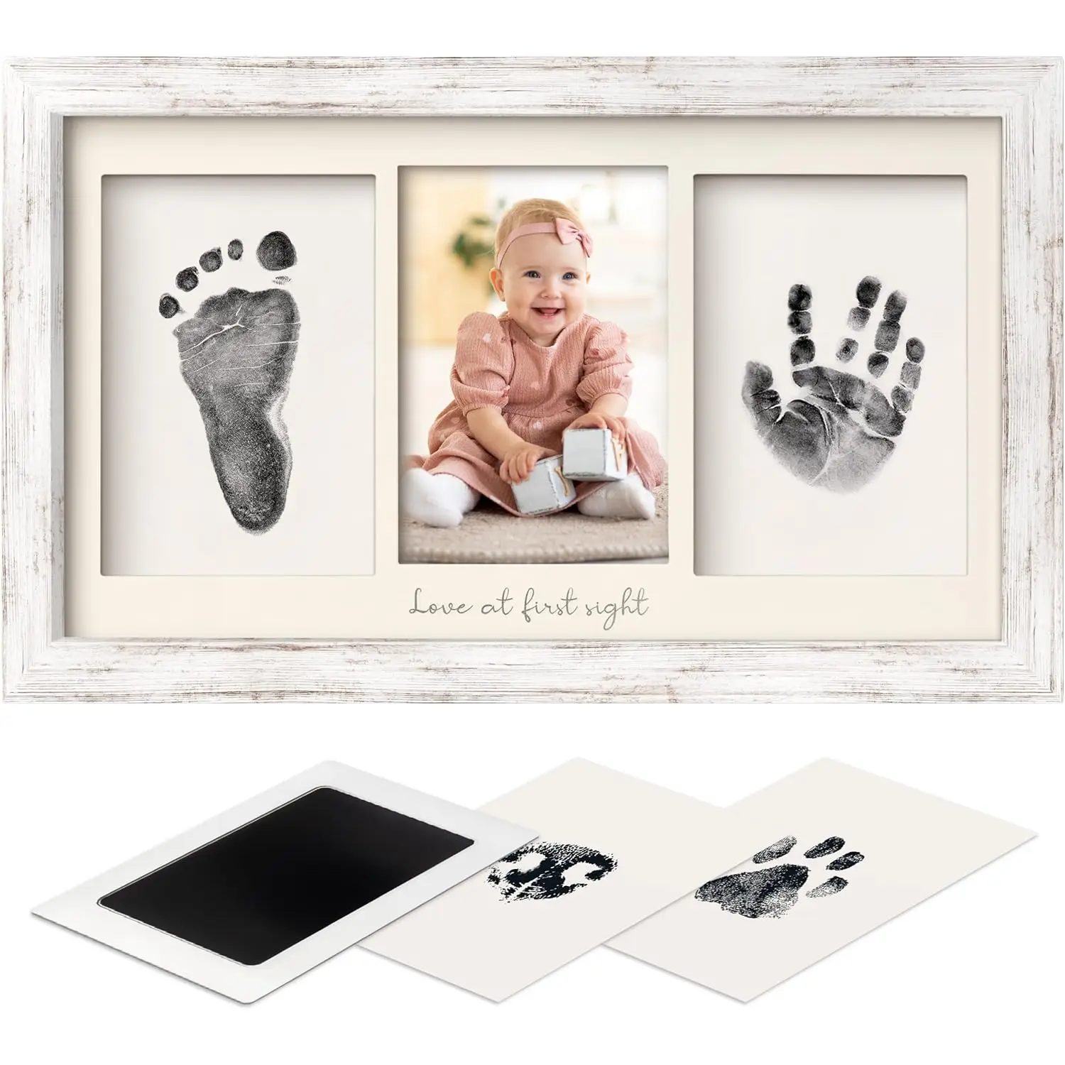 

Inkless Baby Handprint & Footprint Kit - No Mess Keepsake for Newborns, Dogs - Vintage White