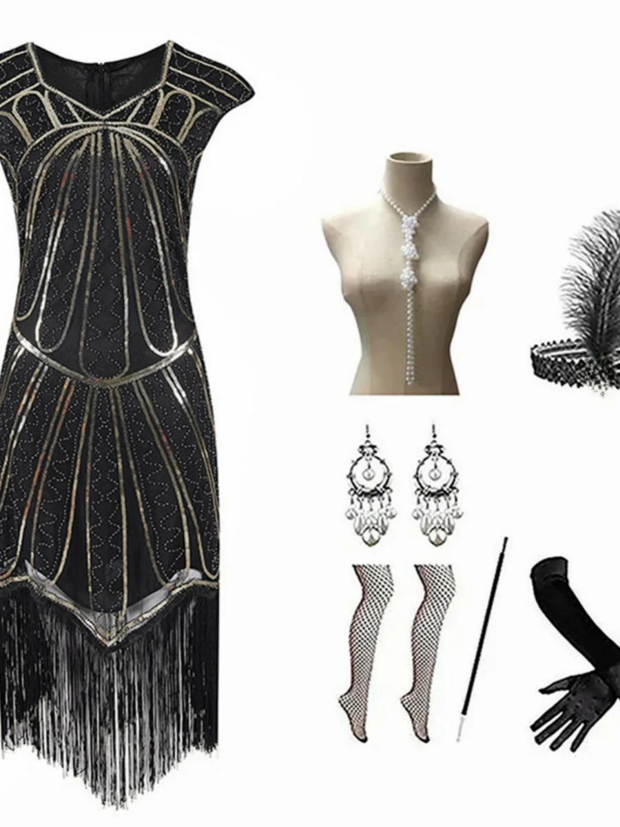 Retro 920s lentejuelas noche Dr mujer Faion Par vestido con cuentas borla Cotail Dr temporada de primavera nueva llegada