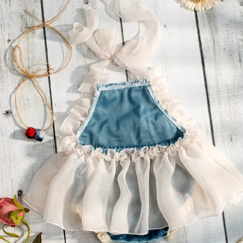 Set of 2pcs Newborns Picture Taking Modeling Clothes Photoshoots Dress Decorative Decors with Trendy Flower Hairband