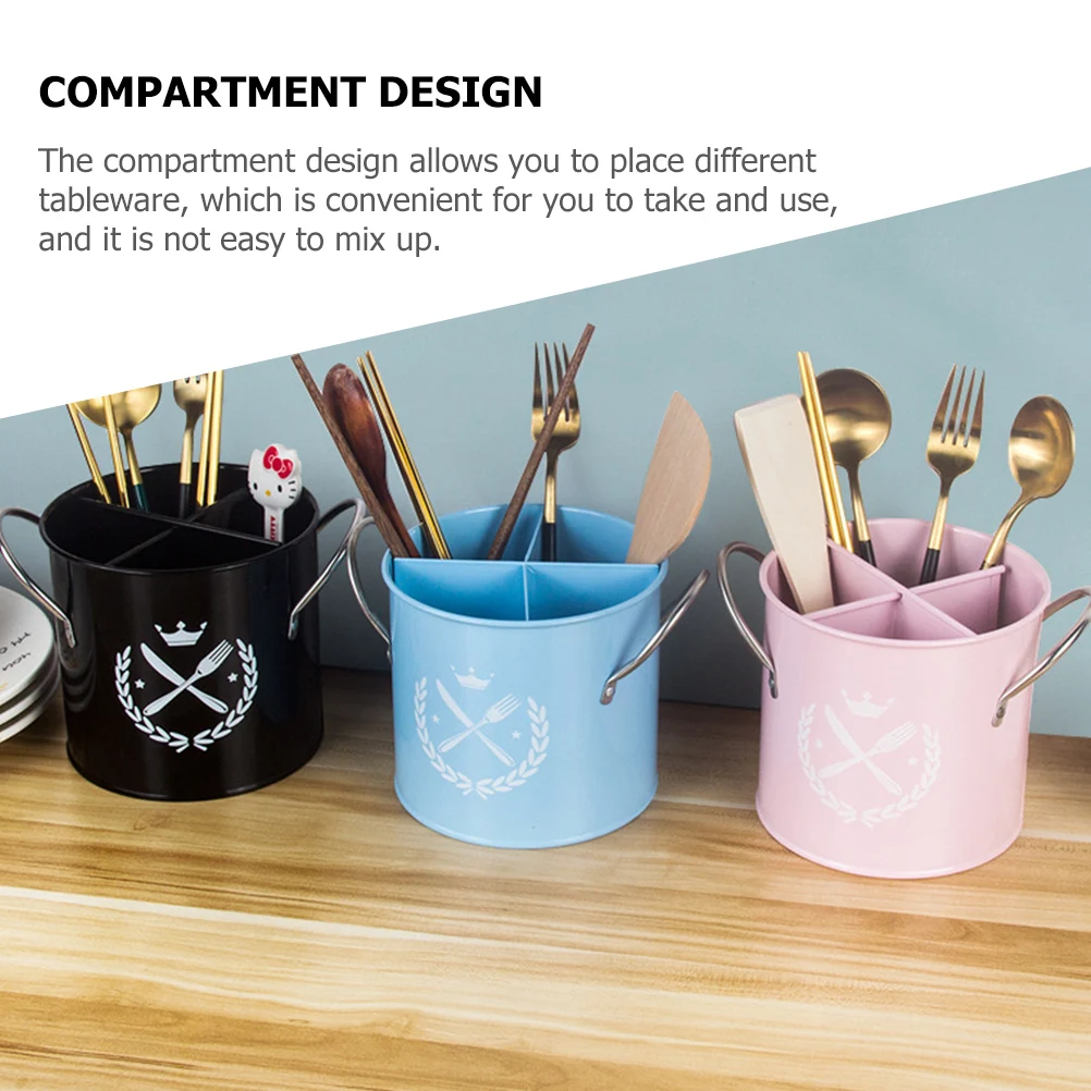 

Cutlery Storage Bucket Utensil Holder Chopstick ganizer Kitchen Container Galvanized Iron Pink Color Durability Practicality