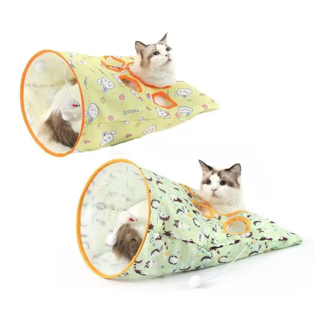 

Bite Resistant Cat Toys Drill Bag Collapsible Sound Paper Cat Tunnel Bag Polyester Exercising Hiding Training Cat Interactive