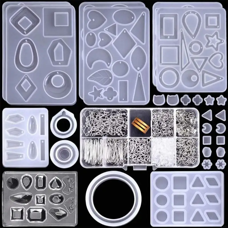 

1 Set Crystal Epoxy Resin Mold Earring Pendants Silicone Mould Casting Tools