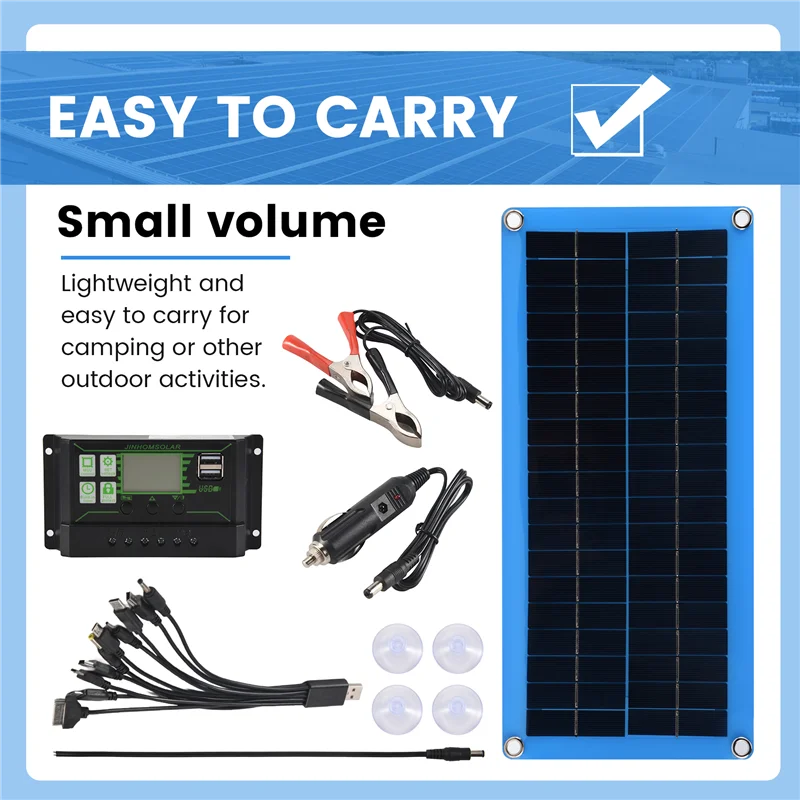 

Солнечная панель 300 Вт, 12 В, 5 В, двойной USB-контроллер, водонепроницаемое зарядное устройство для монокристаллических солнечных батарей-ABHG