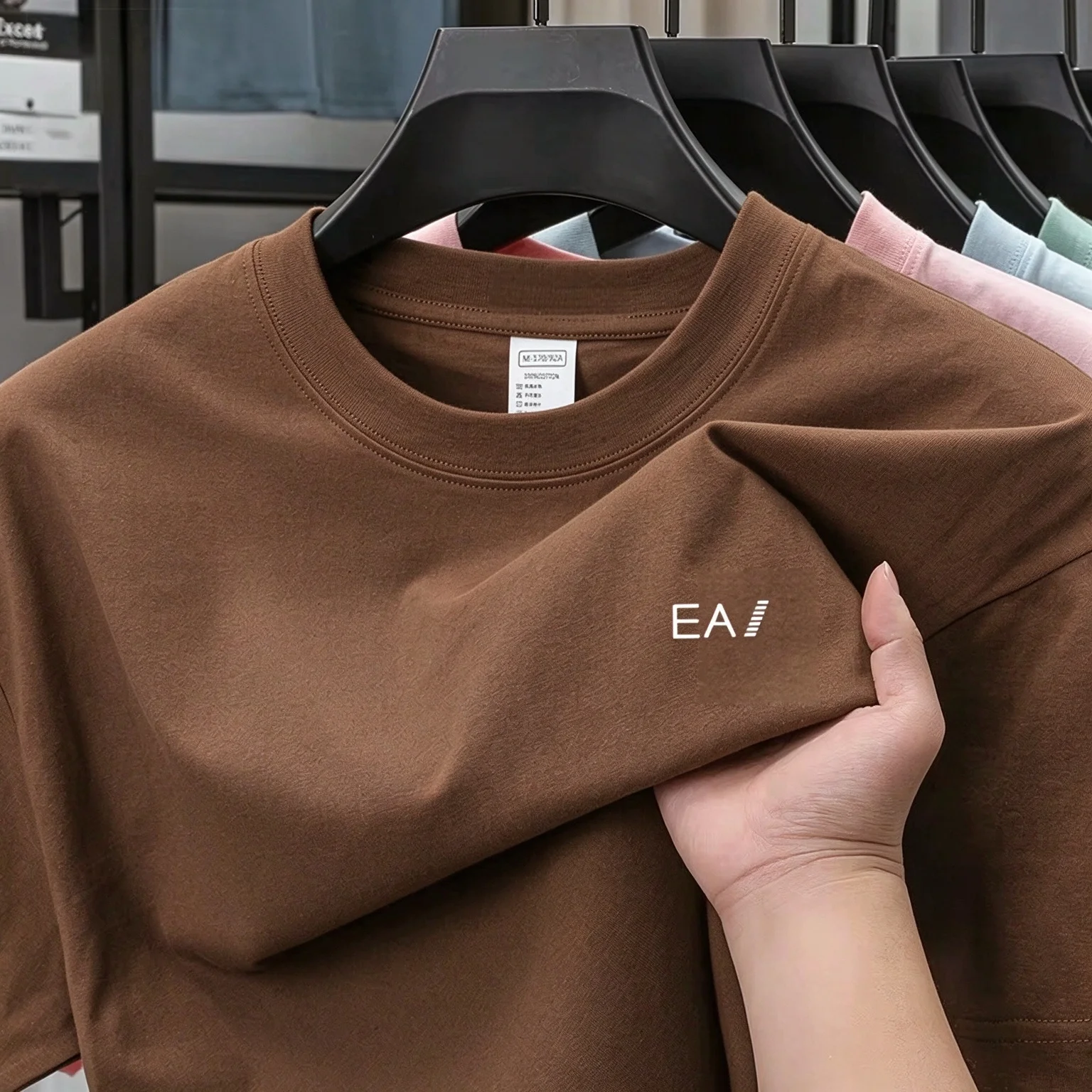 Men Summer 100% Cotton Crew Neck T-shirt, Letter Embroidery Short Sleeve Tee, Breathable Casual Top High-quality, eco-friendly