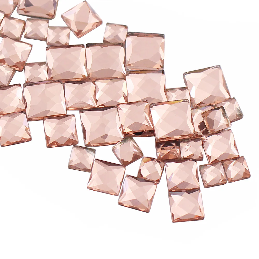 Kwadratowe klej-flatback jasne kryształy Strass samoprzylepne kryształki wykończenia do ubrania DIY rękodzielnicze koraliki poprawka Rhinestone na