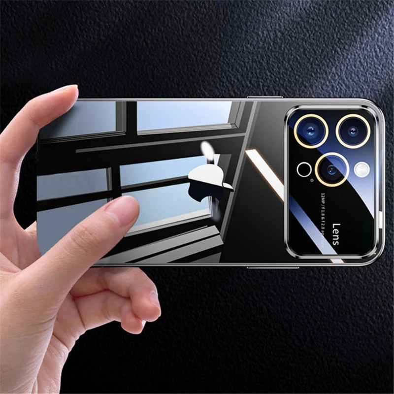 Luxury Plating Clear Hard PC Glass Lens Camera Protection Case For iPhone 17 Pro Max 16 15 13 11 12 14 Transparent Bumper Cover