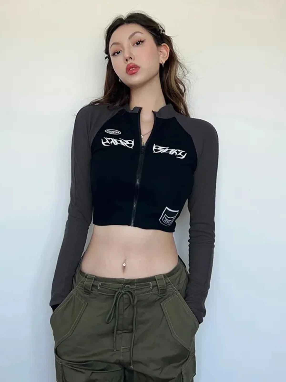 

Slim Fit ort Jazz Dance Top for Women Sexy Body ape ow Long Sve Printed T-irt Trendy Cool Spicy Girl Sle Autumn ...