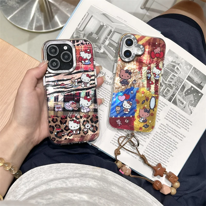 

Funny Cute Mustache Kitty 3D Bow Phone Case For iPhone 17 16 Pro 15 14 Pro Max Cover with Hand Strap Cartoon Protective Cases