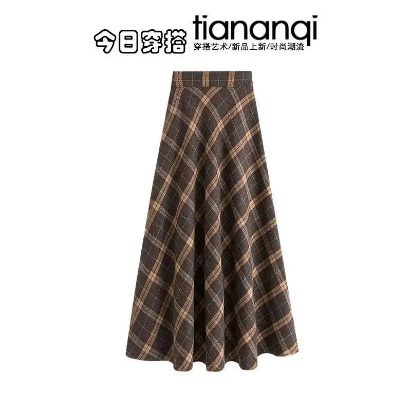 مجموعة تصميم الربيع والخريف سترة نسائية محبوكة للصباغة الفرنسية الرجعية عالية الخصر متقلب نصف تنورة مكونة من قطعتين #3